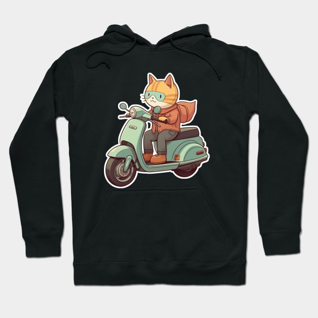 Kawaii cat riding scooter Hoodie by AestheticsArt81